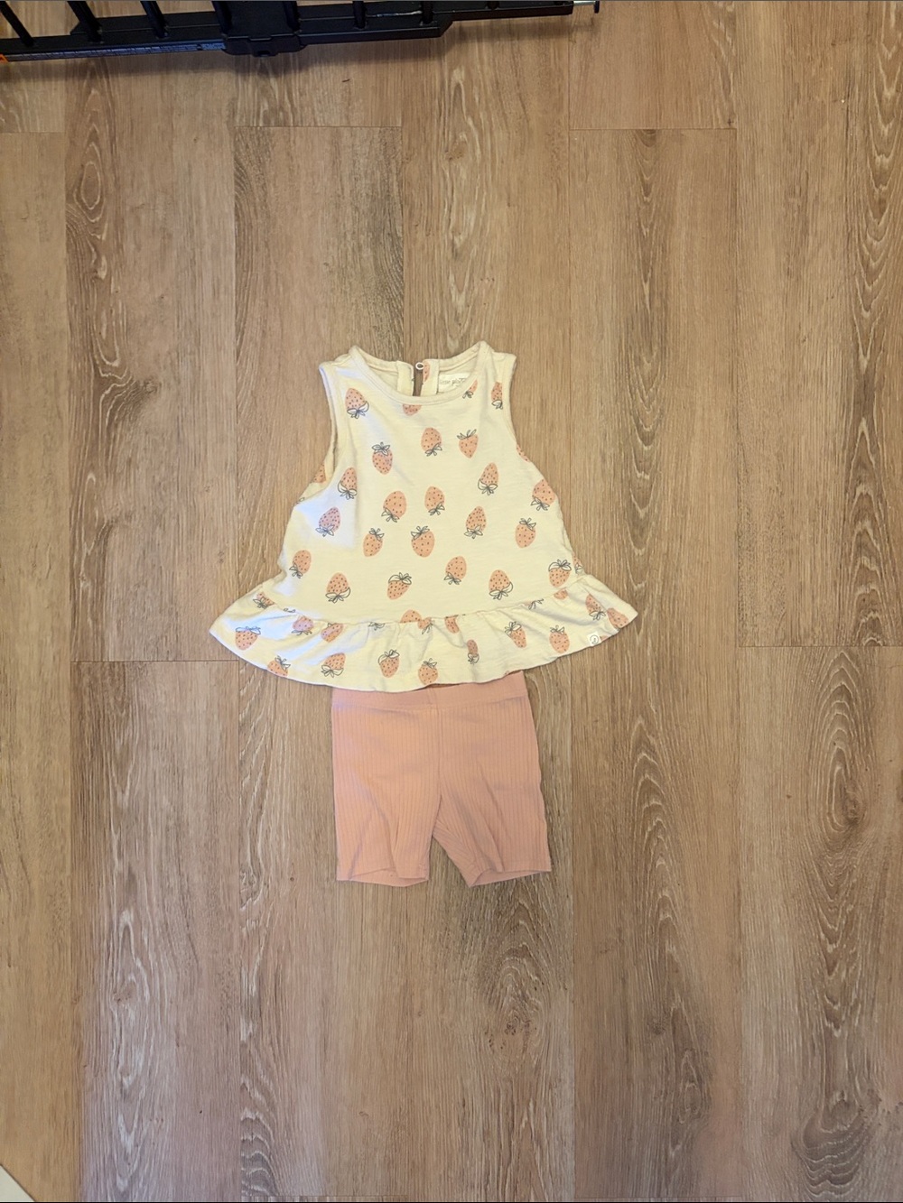 Carter's Cream Pineapple Peplum Tank with Pink Bike Shorts